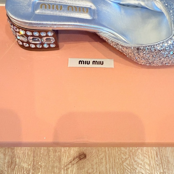 Miu Miu Silver Glitter Mules - Picture 7 of 8